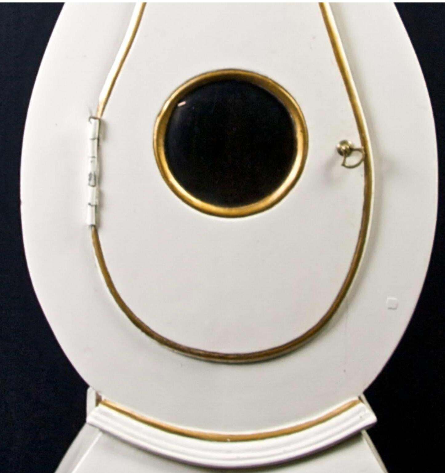 Swedish Mora Clock White Gold Paint, Early 1800s Carved Detail Antique Gustavian photo for sale