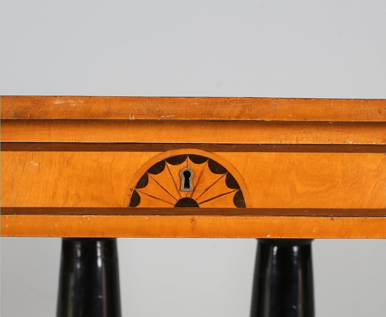 Swedish Biedermeier Drop Leaf Pedestal Table Golden Birch Marquetry A Ormolu photo furniture