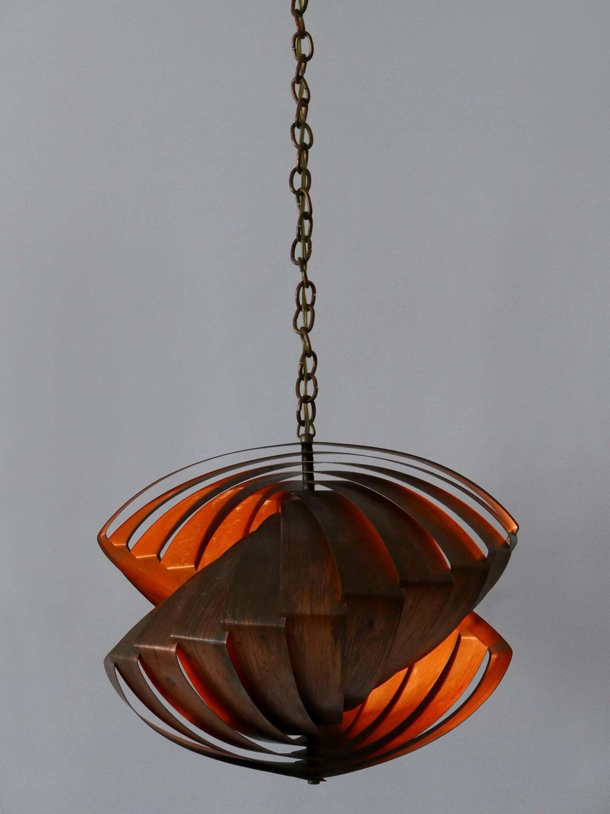 photo for sale Unique Copper Pendant Lamp 'Konkylie' By Louis Weisdorf For Lyfa Denmark 1960s
