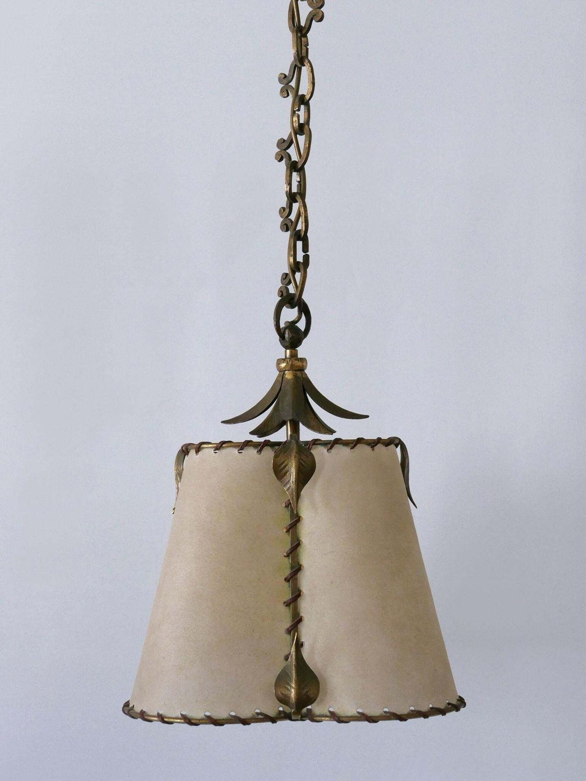Amazing Mid Century Modern Brass & Parchment Pendant Lamp Germany 1960s photo for sale