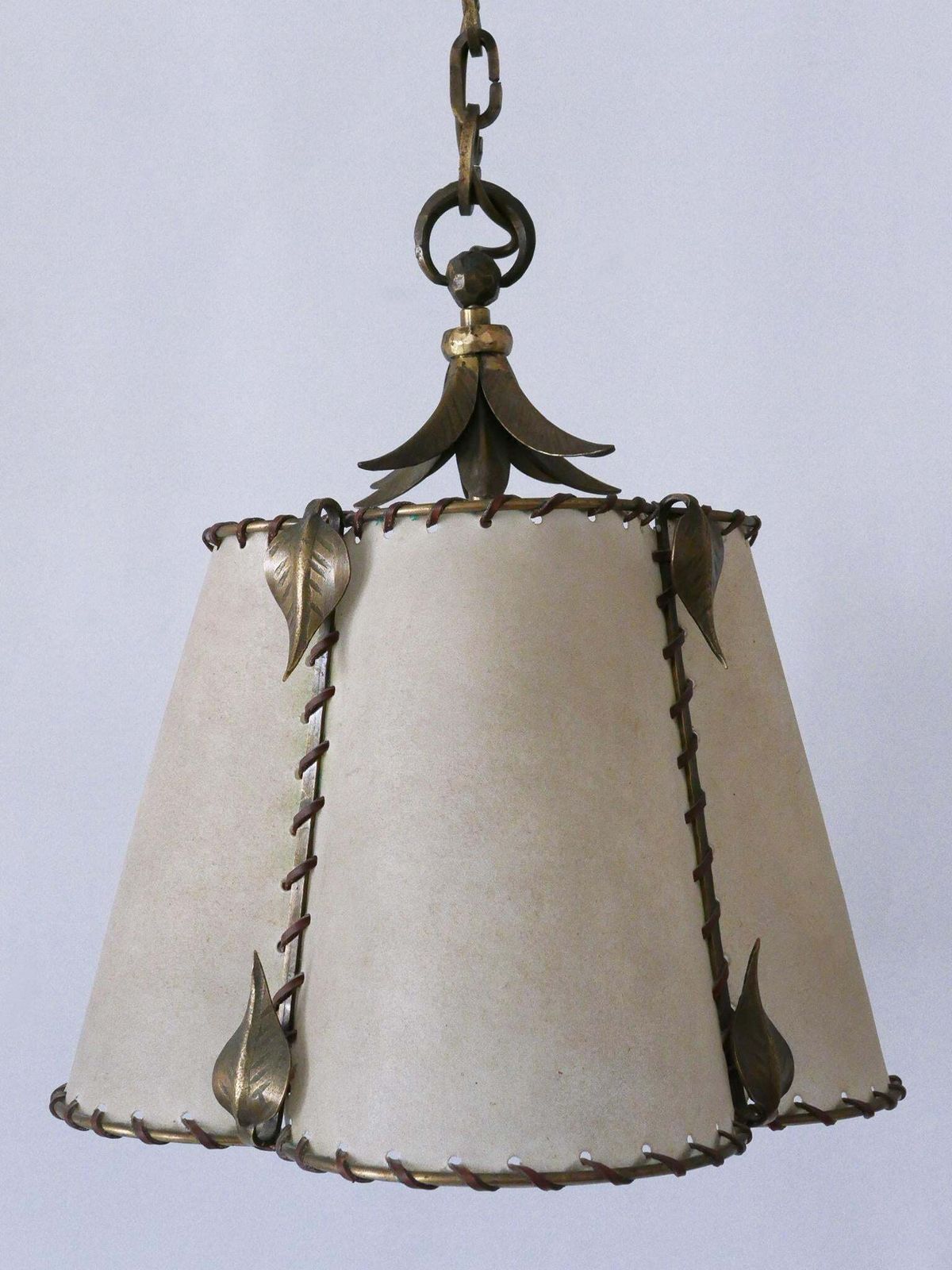 photo buy Amazing Mid Century Modern Brass & Parchment Pendant Lamp Germany 1960s