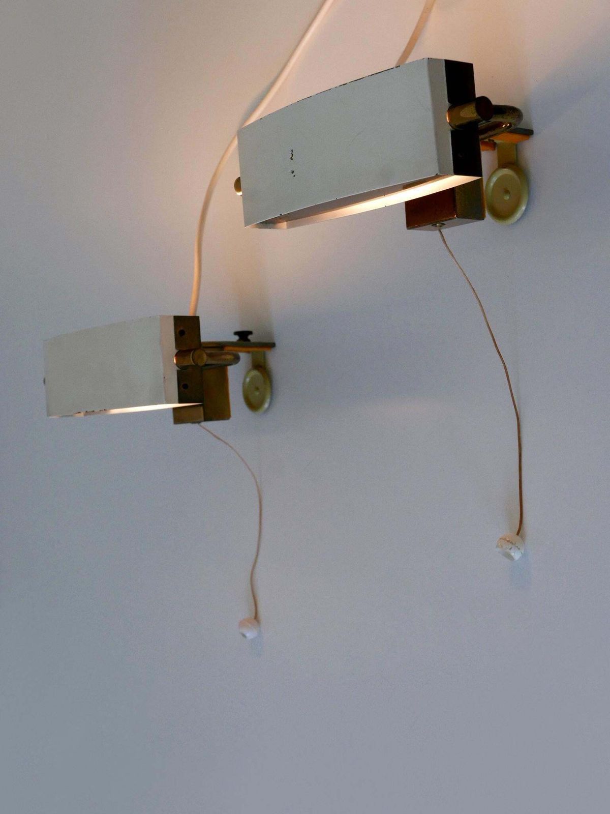 Set Of Two Elegant Mid Century Bed Clamp Sconces By Paul Neuhaus Germany 1950s photo for sale
