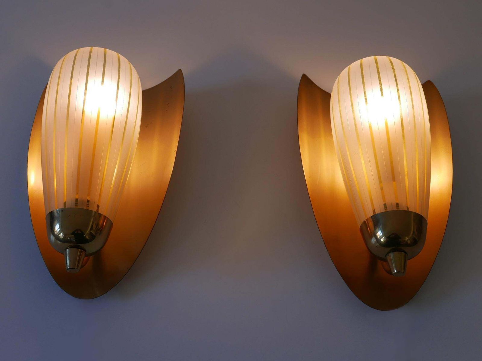 Set Of Two Large Sconces By Wilhelm Wagenfeld For Peill & Putzler Germany 1950s photo 3264.0