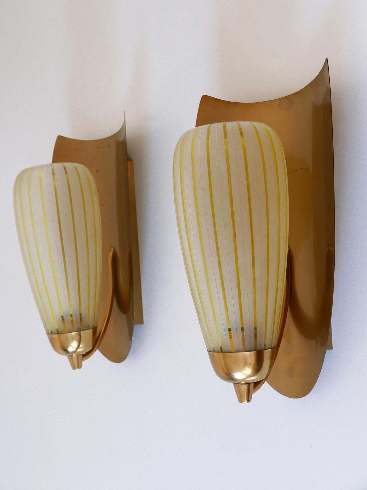 photo for sale Set Of Two Large Sconces By Wilhelm Wagenfeld For Peill & Putzler Germany 1950s