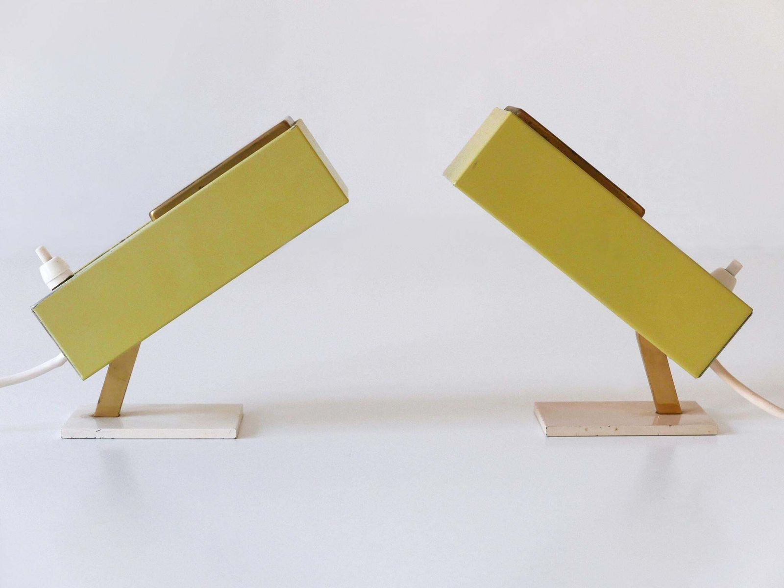 Set Of Two Rare & Lovely Mid Century Modern Bedside Table Lamps Germany 1950s photo vinterior