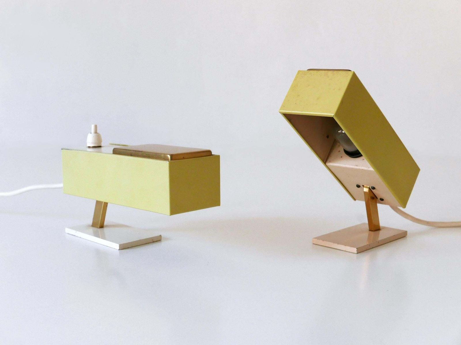 Lighting Set Of Two Rare & Lovely Mid Century Modern Bedside Table Lamps Germany 1950s photo