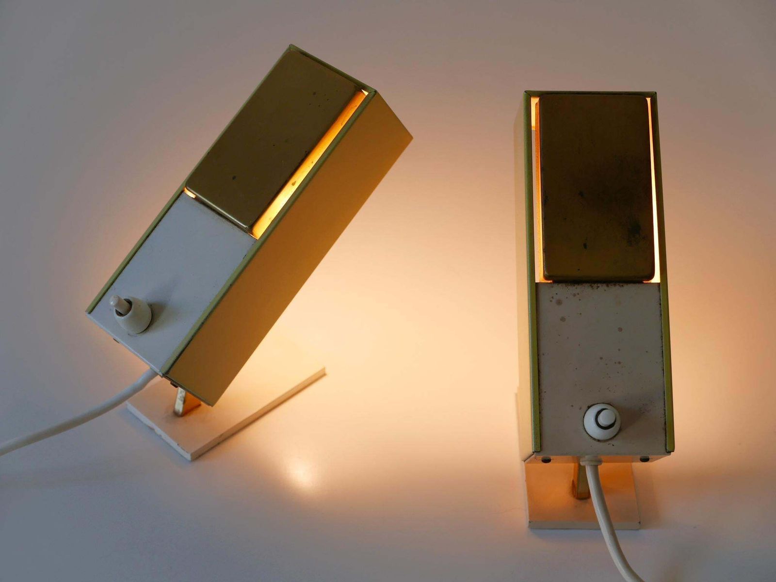 photo buy Set Of Two Rare & Lovely Mid Century Modern Bedside Table Lamps Germany 1950s
