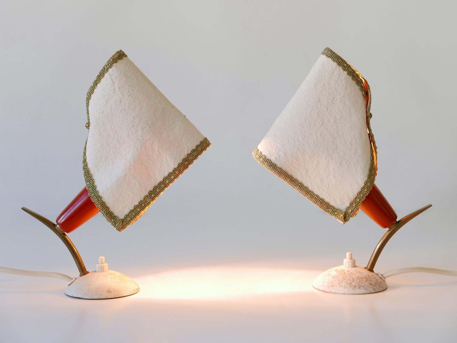 Set Of Two Rare & Lovely Mid Century Modern Bedside Table Lamps Germany 1950s photo 1374.0