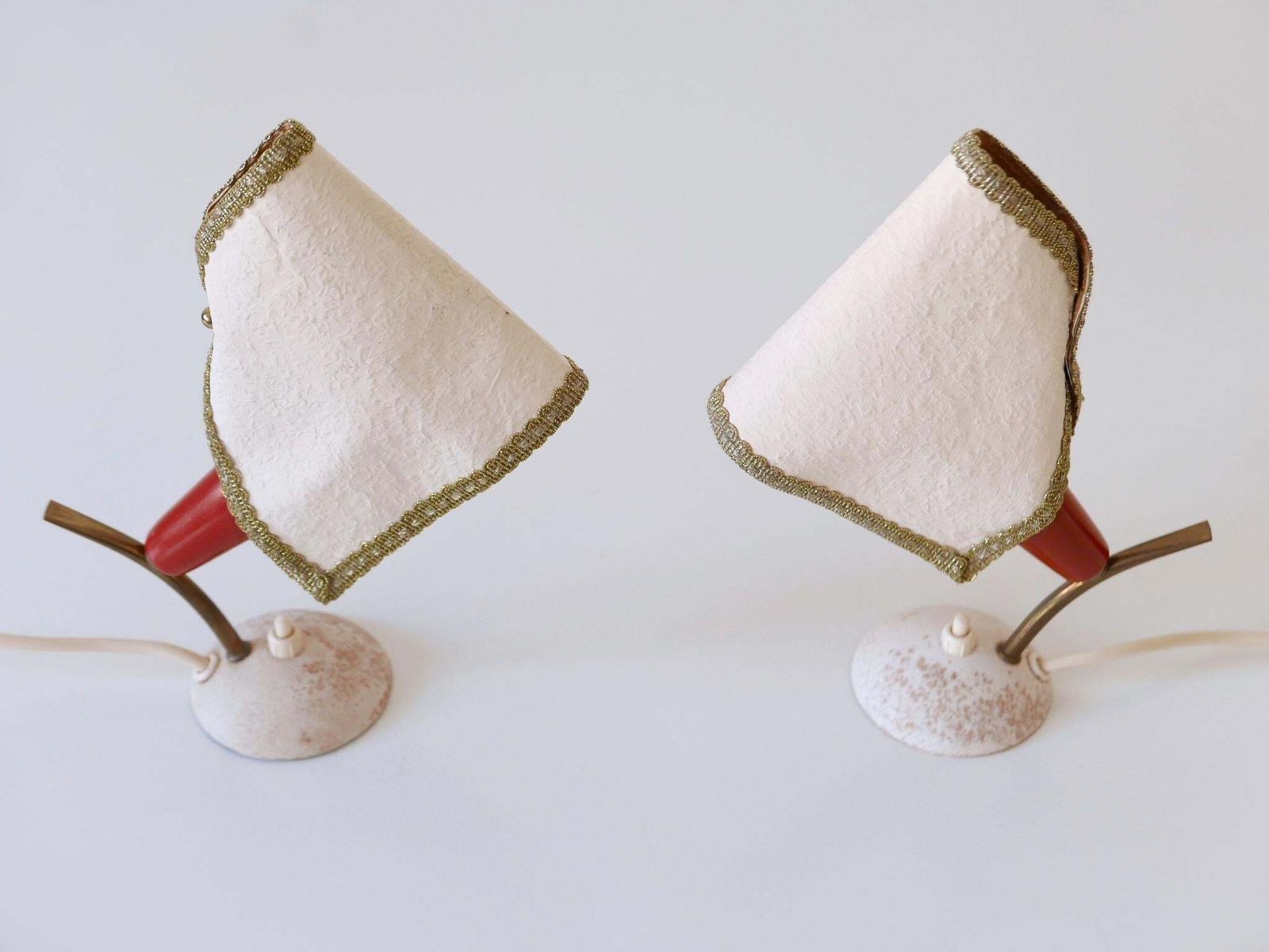 Set Of Two Rare & Lovely Mid Century Modern Bedside Table Lamps Germany 1950s photo vintage