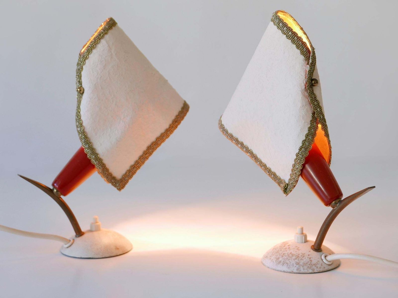photo for sale Set Of Two Rare & Lovely Mid Century Modern Bedside Table Lamps Germany 1950s