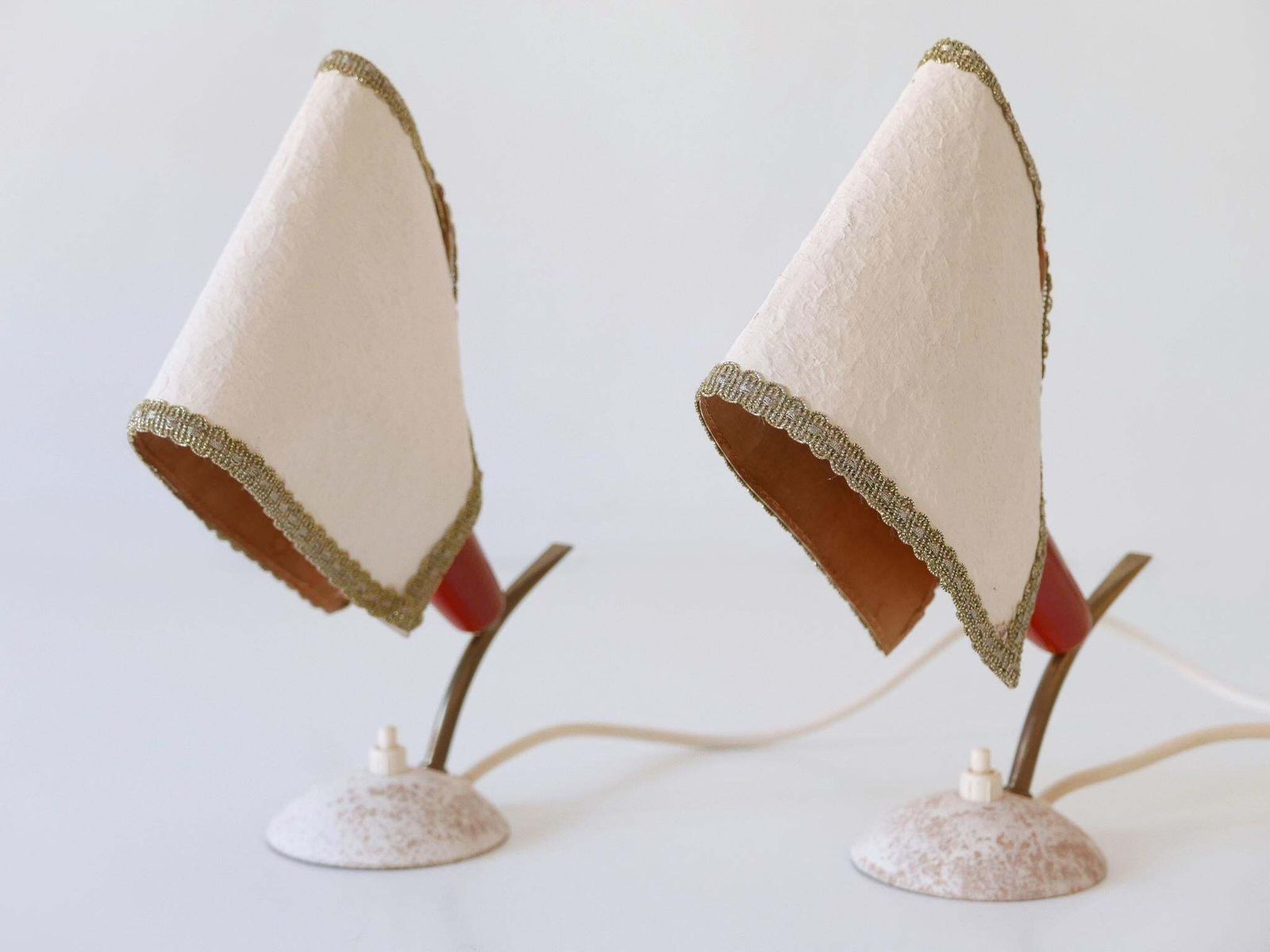 1374.0 Set Of Two Rare & Lovely Mid Century Modern Bedside Table Lamps Germany 1950s photo