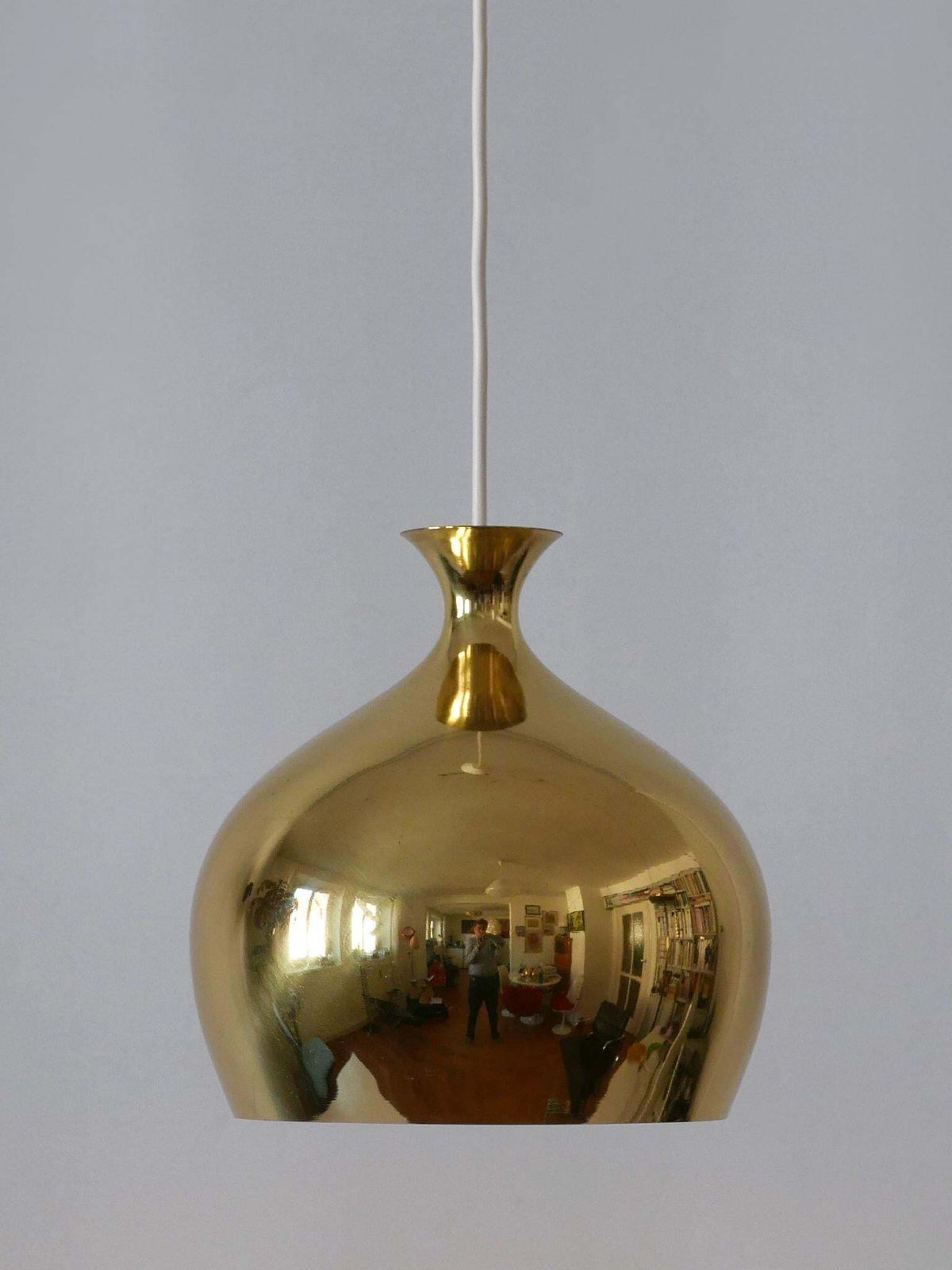 Elegant Brass Pendant Lamp Löken By Helge Zimdal For Falkenbergs Sweden 1960s photo 1546.0