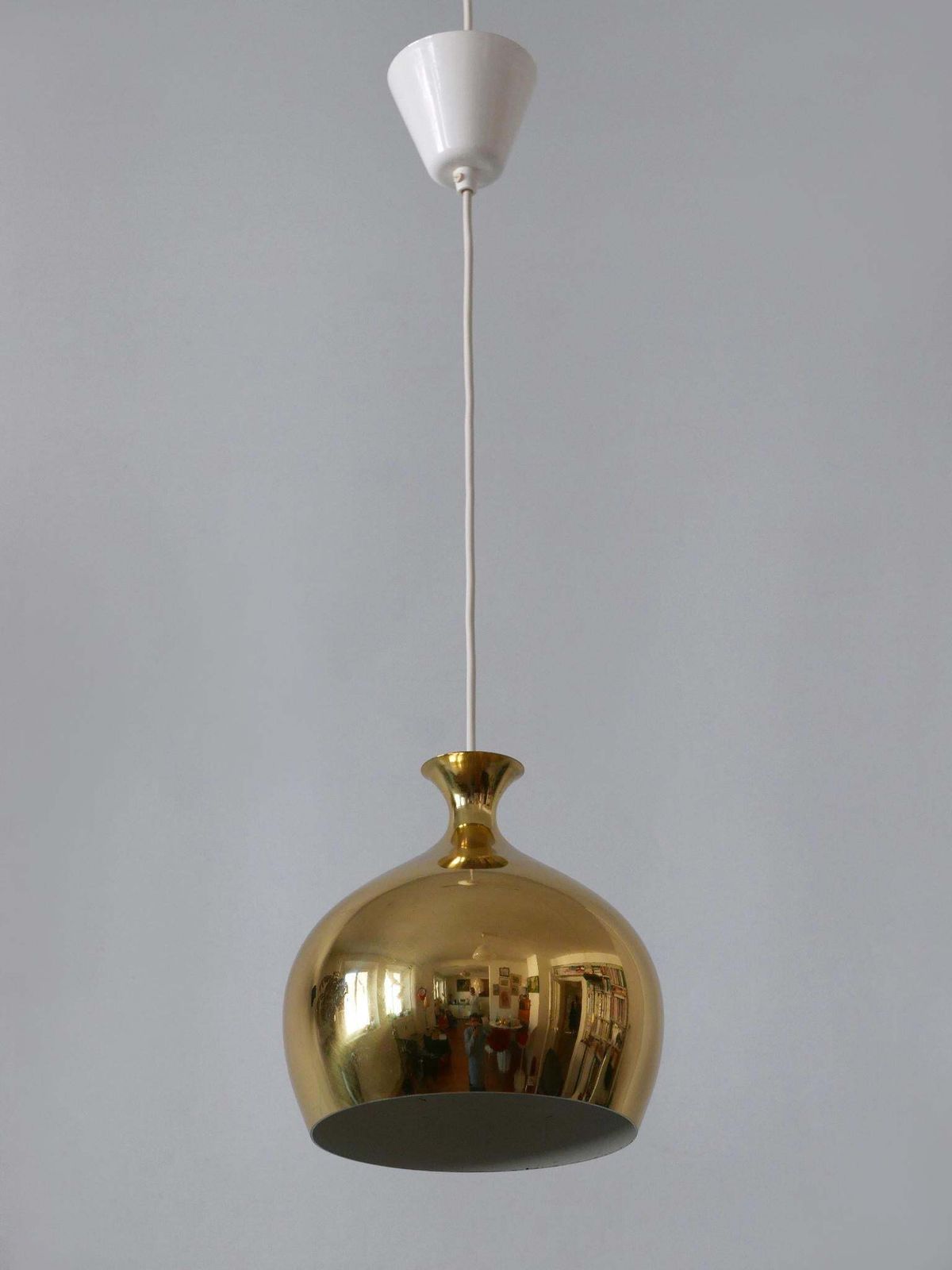 Elegant Brass Pendant Lamp Löken By Helge Zimdal For Falkenbergs Sweden 1960s photo buy