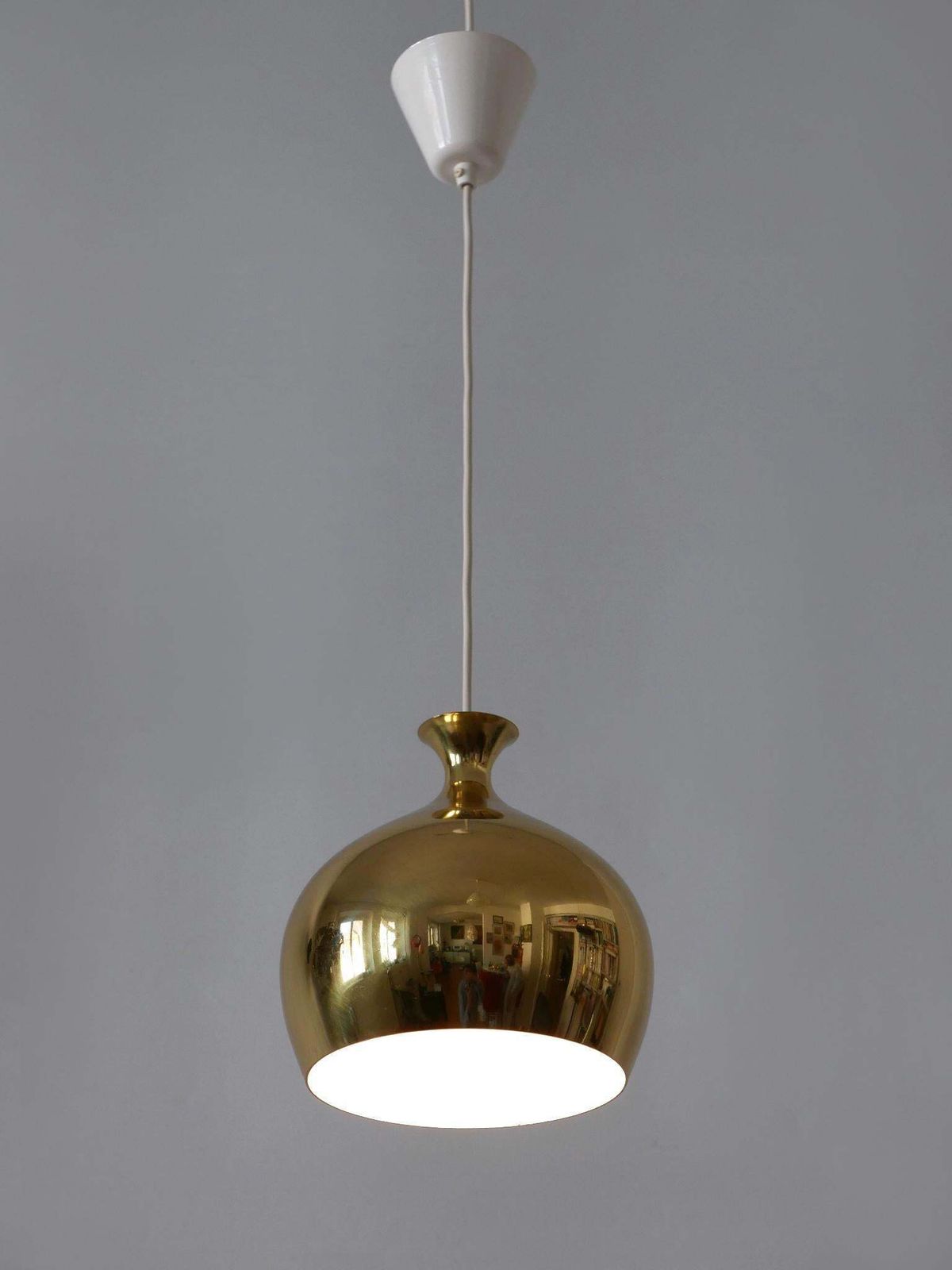 1546.0 Elegant Brass Pendant Lamp Löken By Helge Zimdal For Falkenbergs Sweden 1960s photo