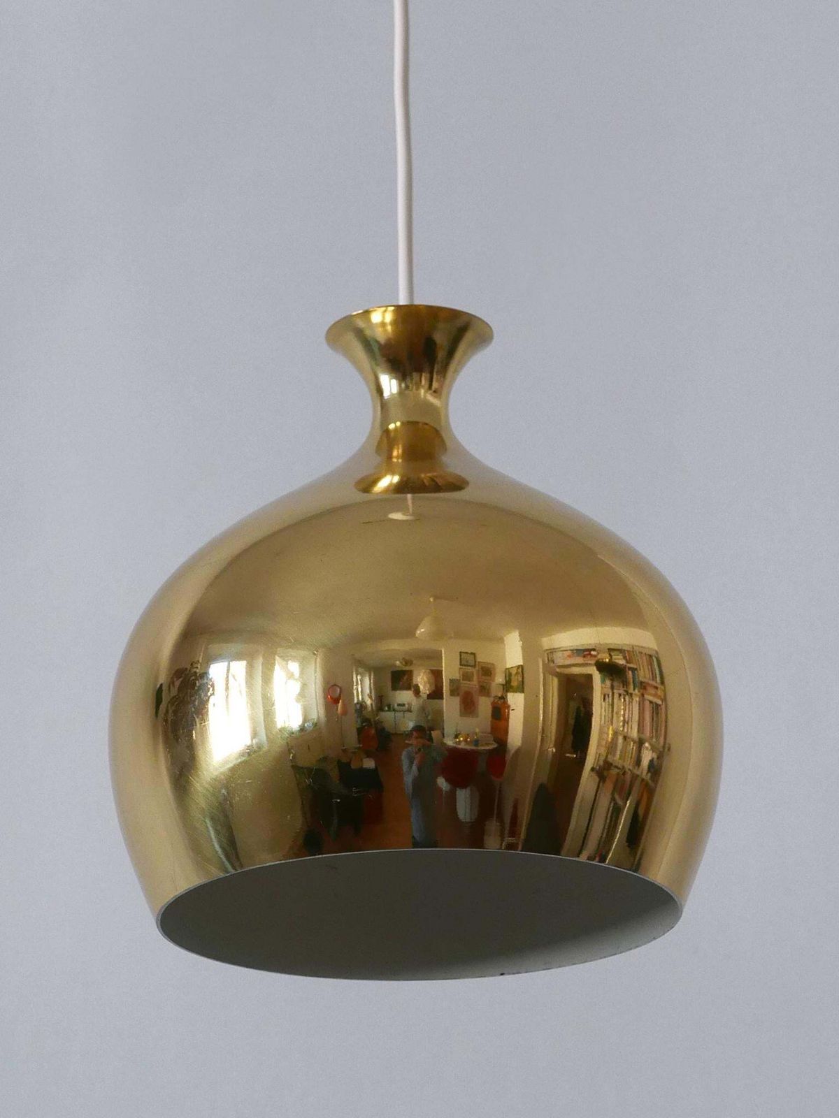photo vintage Elegant Brass Pendant Lamp Löken By Helge Zimdal For Falkenbergs Sweden 1960s
