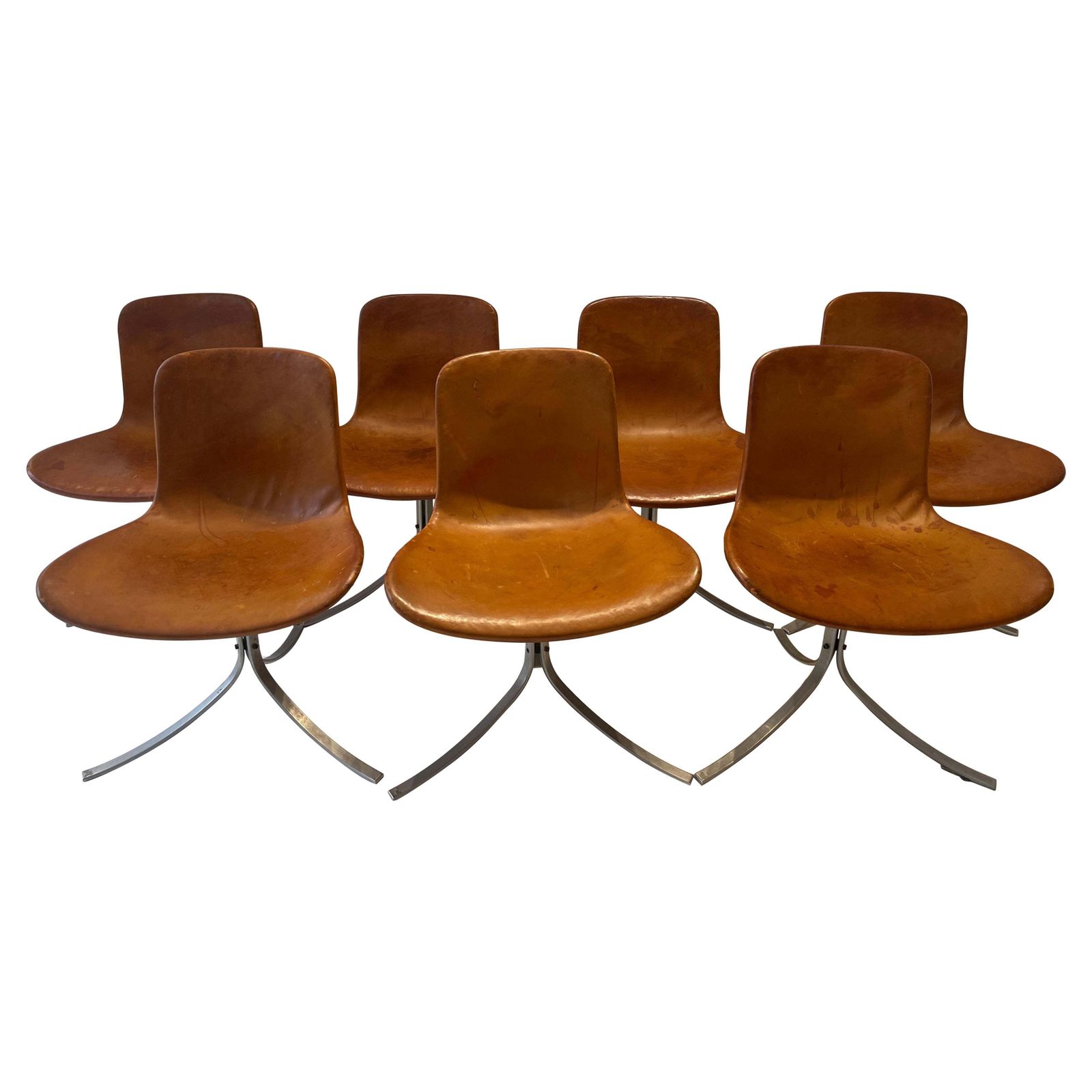 Set Of 7 Poul Kjaerholm Model Pk9 Dining Chairs  First Edition  E. Kold  1961 photo furniture