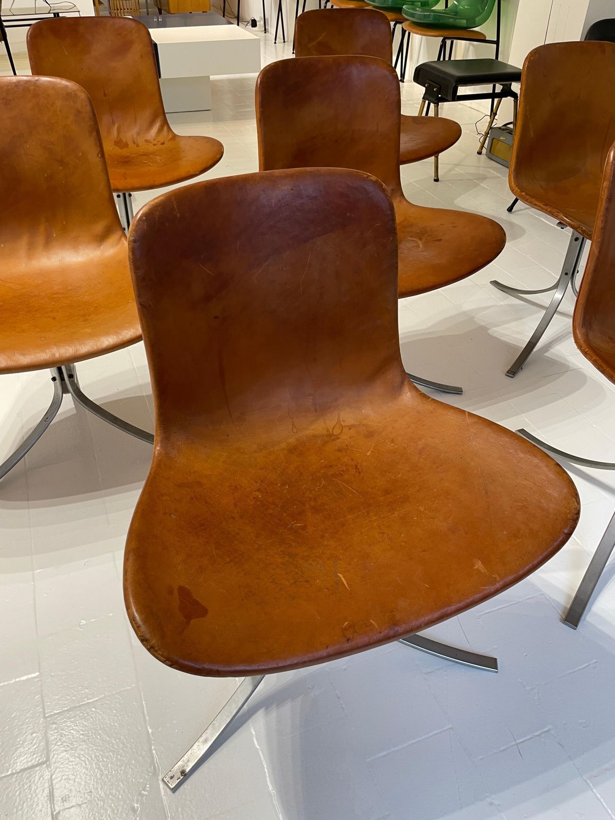 photo for sale Set Of 7 Poul Kjaerholm Model Pk9 Dining Chairs  First Edition  E. Kold  1961
