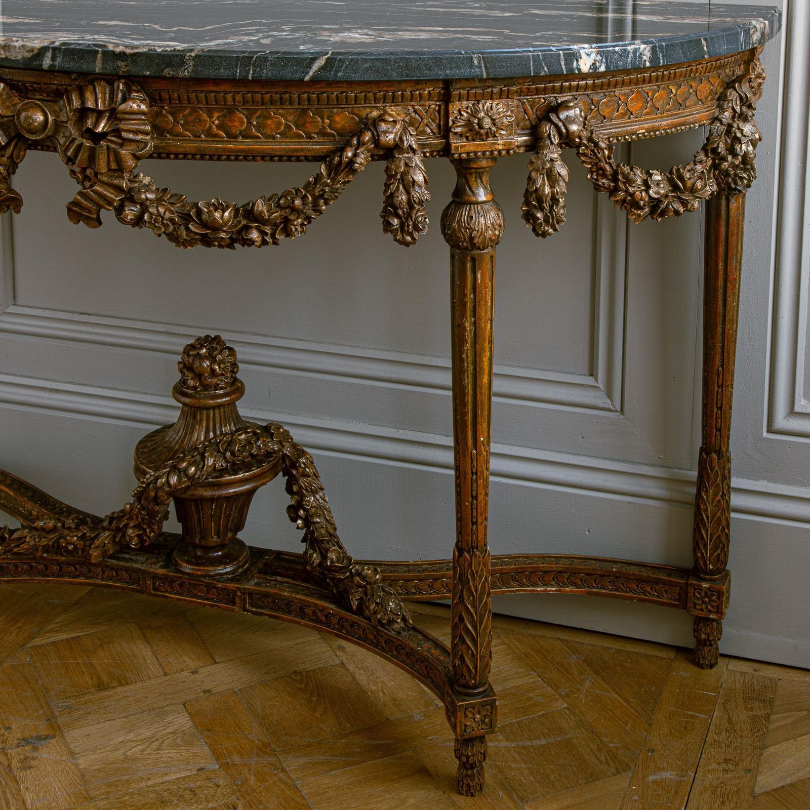 Large Louis XVI Style Demi Lune Console By La Maison London With A Portoro Top photo Furniture