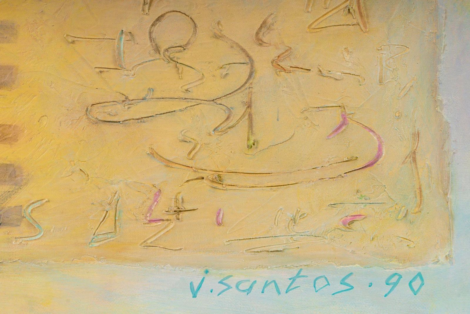 Painting, Oil On Canvas, By Santos Jocelyne, With The Title Yi King Feu, 1990. photo 2983.0