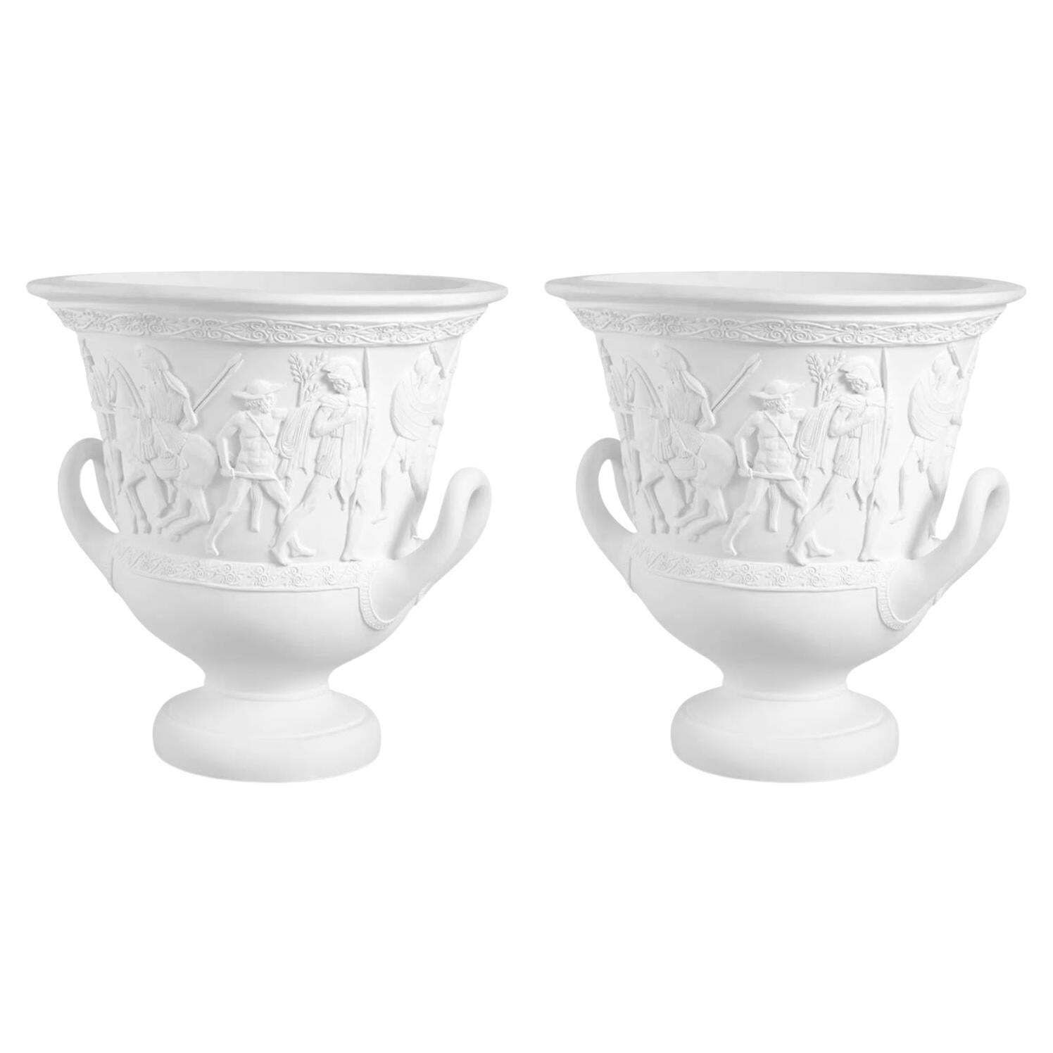 Pair Of Medicis Vases In Terracotta, Contemporary Work.