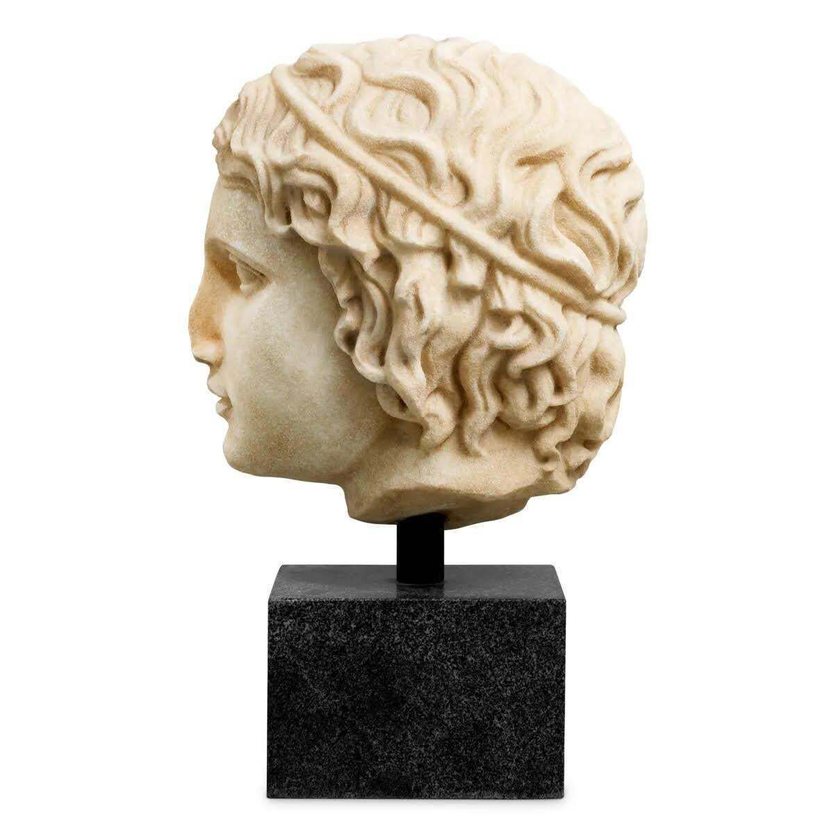 Marble Bust Of A Young Roman Man, Patinated Marble, Contemporary Work. photo for sale