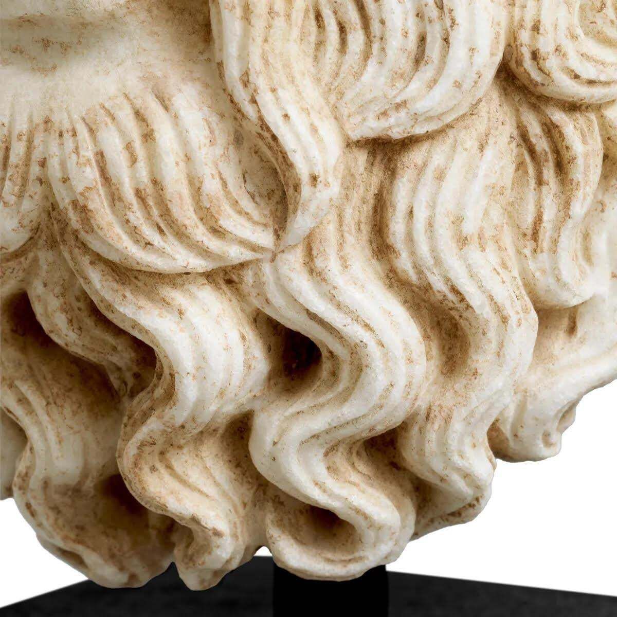 Marble Bust Representing Hermes, Patinated Marble, Contemporary Work. photo for sale