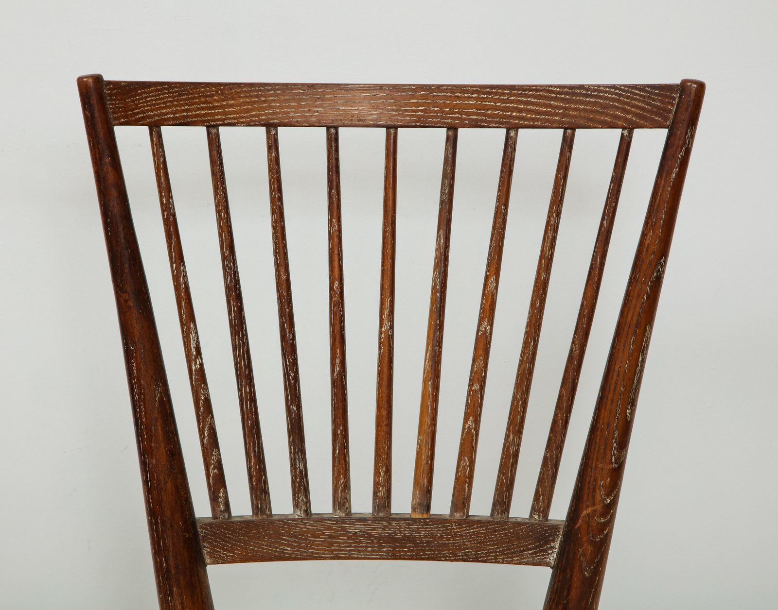 Set Of Four Italian Midcentury Cerused Oak Chairs With Rushed Seats photo vintage
