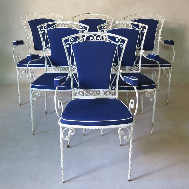 Set Of Six Wrought Iron Armchairs, France, 1940s photo furniture