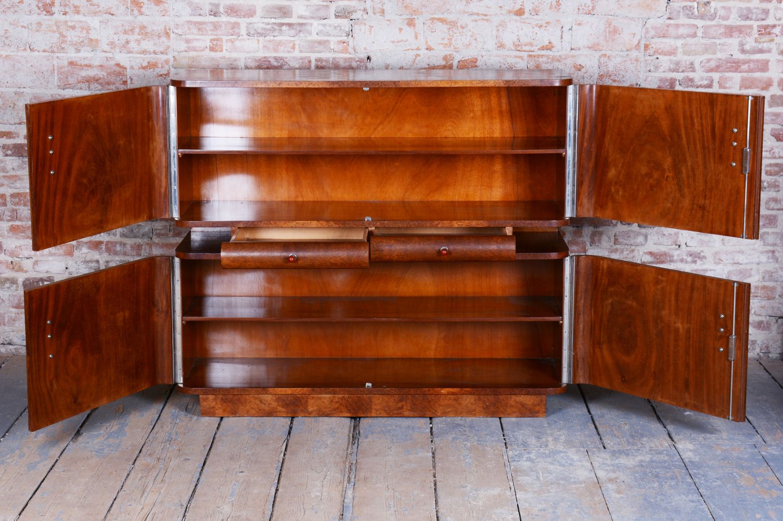 Furniture Restored Art Deco Sideboard, By J. Halabala, Up Zavody, Mahogany, Czech, 1920s photo