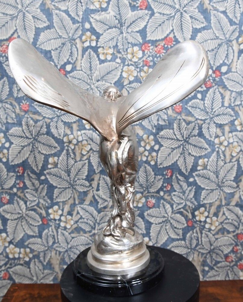 Art Nouveau Silver Spirit Bronze Statue Flying Lady photo vintage