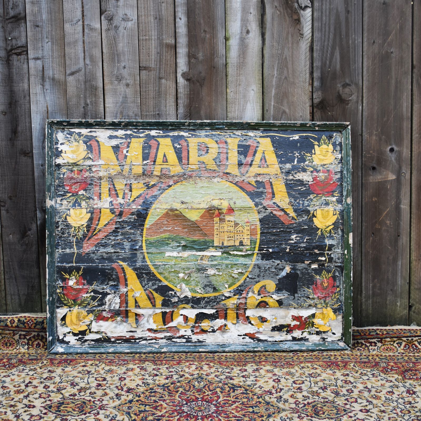 Antique Salvaged Maria No16 Barge Narrow Boat Gypsy Hand Painted Sign Writing