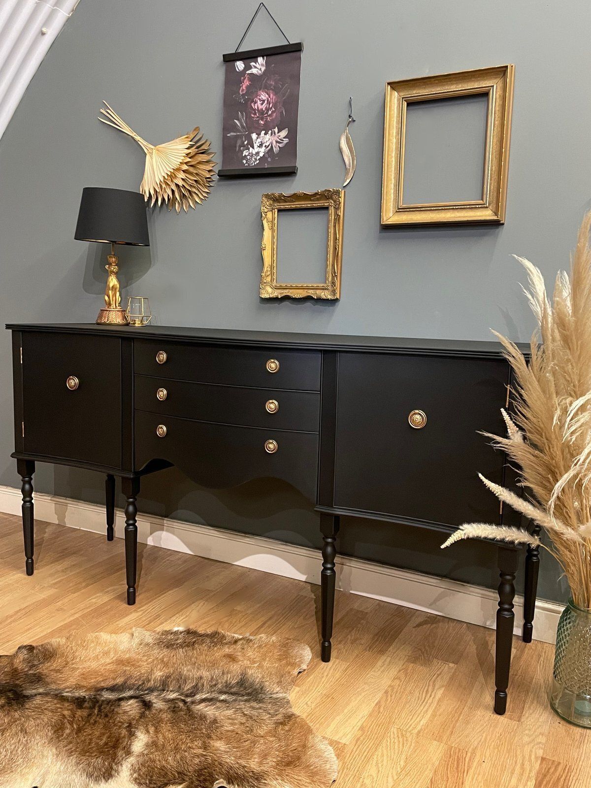 Stunning Black & Gold Mahogany Sideboard