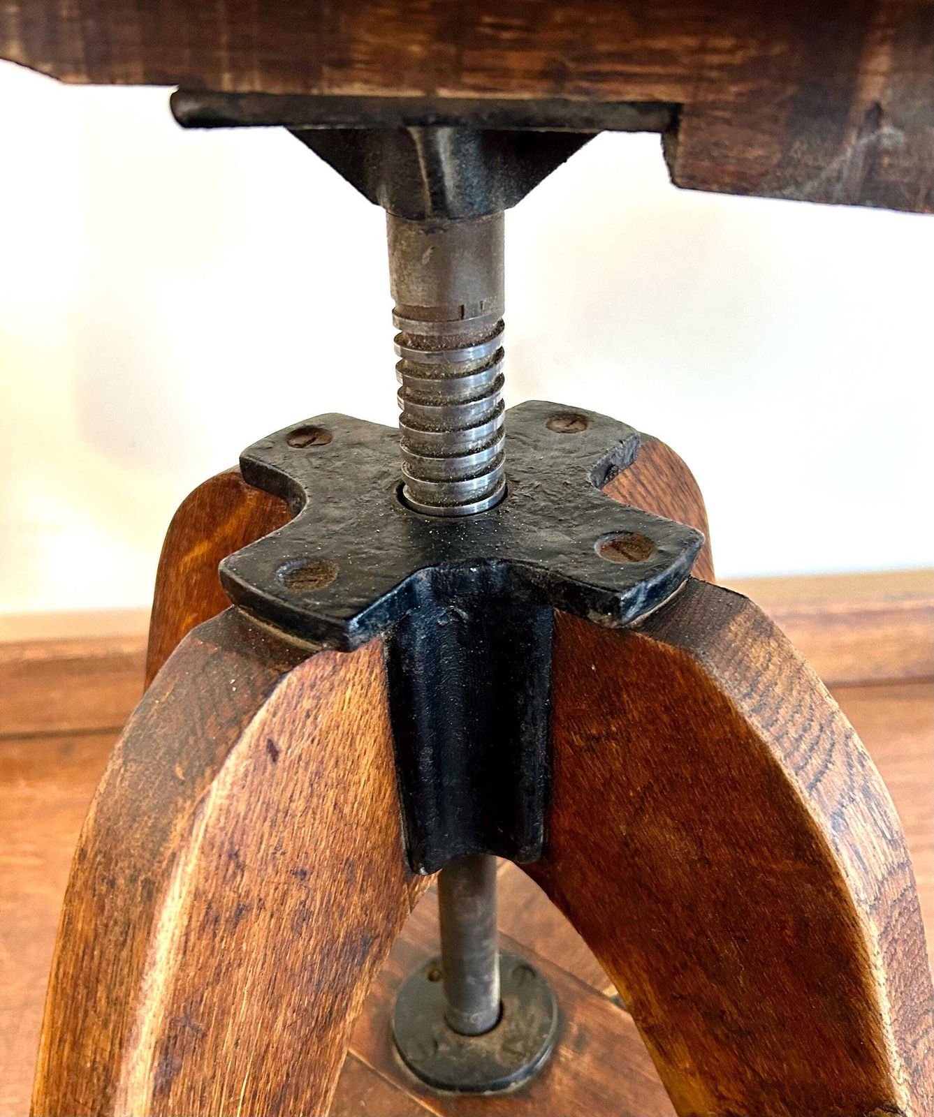 photo for sale Antique Glenister Swivel Office Chair Wooden Desk Architect Draughtsman's Factory Metal Vintage Retro Industrial Machinist