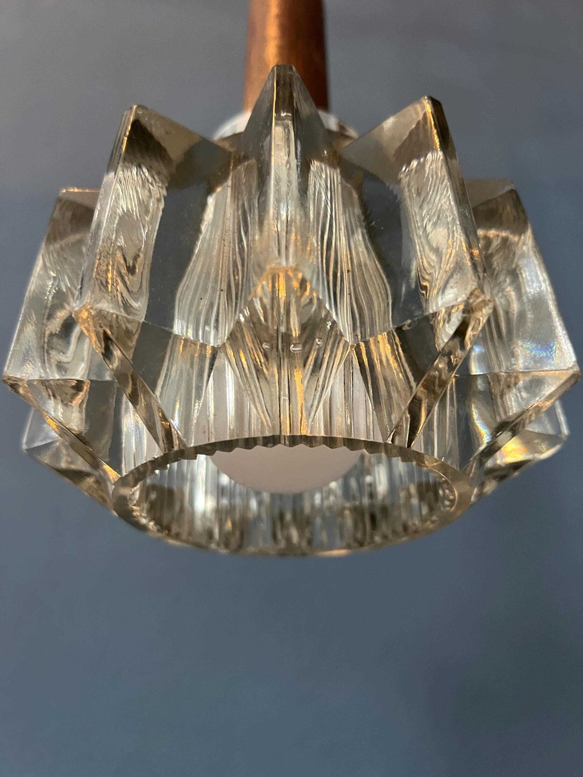 photo for sale Kleine Mid Century Kristalglazen Hanglamp