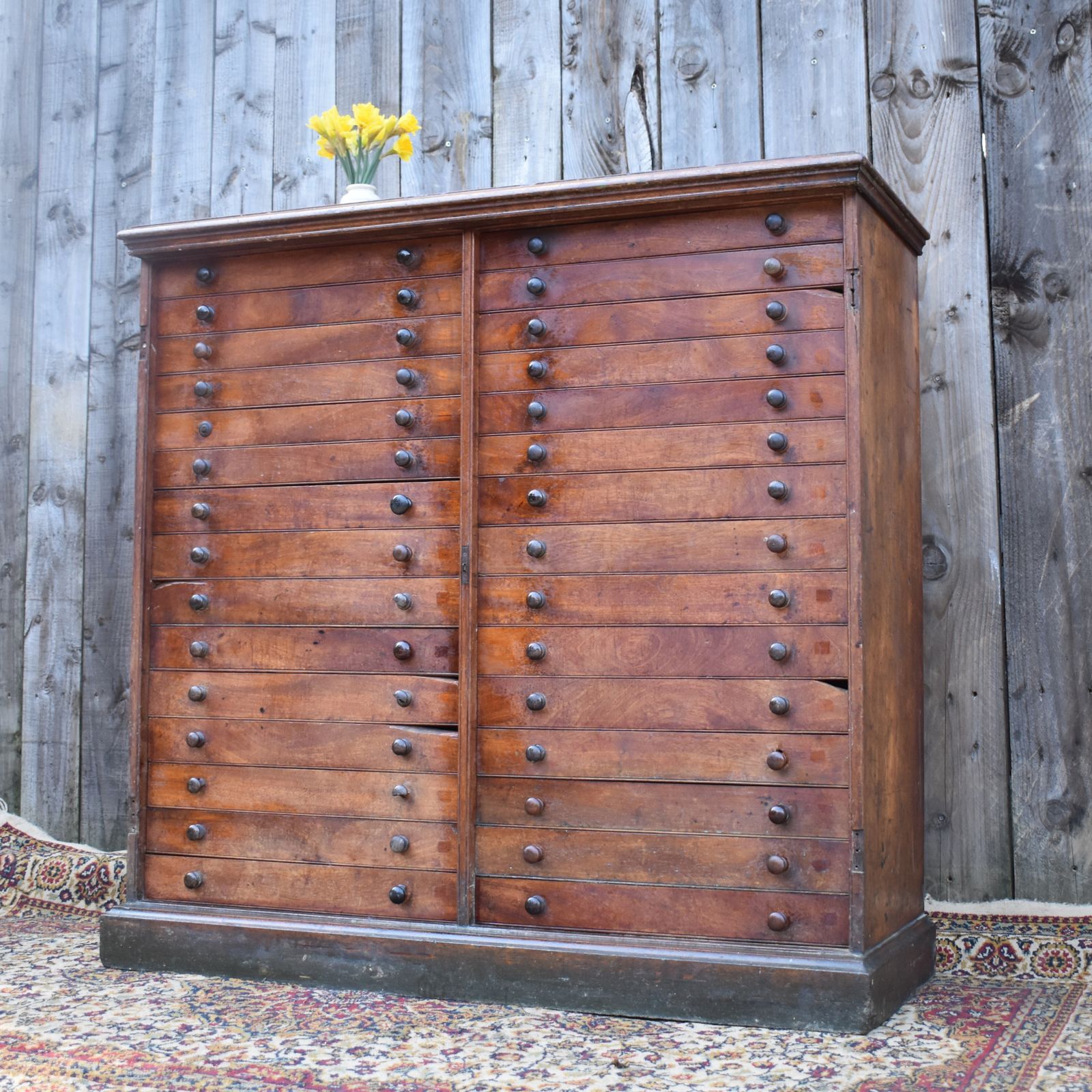 Antique Museum Butterfly Moth Specimen Artist Collector Mahogany Bank Of Drawers