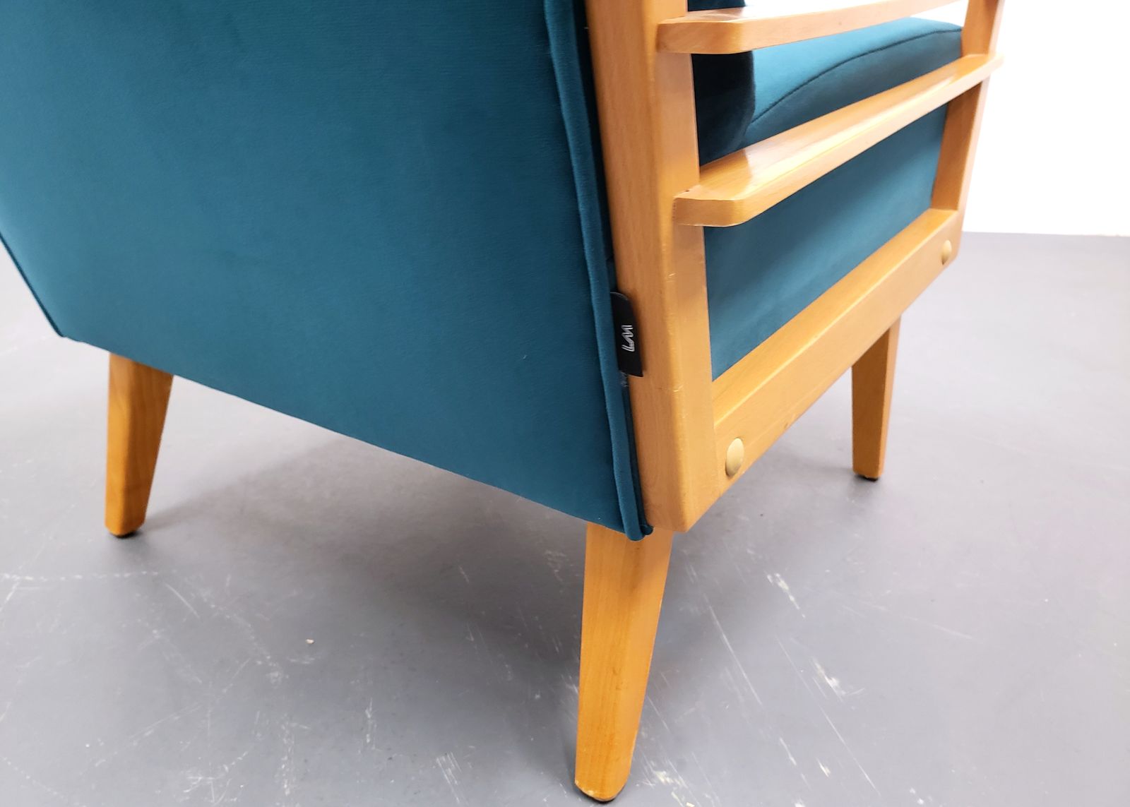 photo furniture 1960 Danish Lounger Club Chair In Teal Velvet