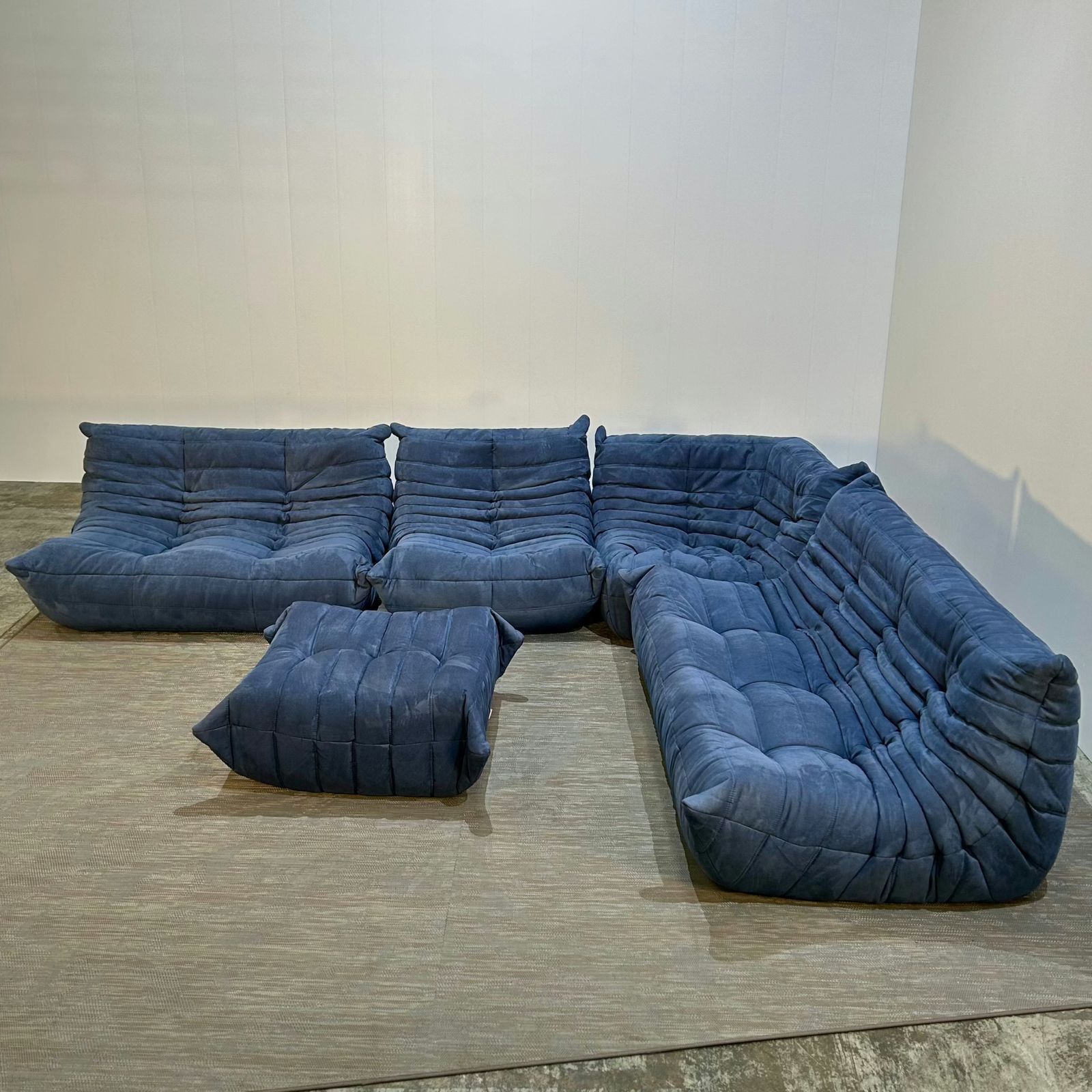 Ligne Roset Togo Blue Modular Togo Sofa And Footstool By Michel Ducaroy, Set Of Five photo 10400.0
