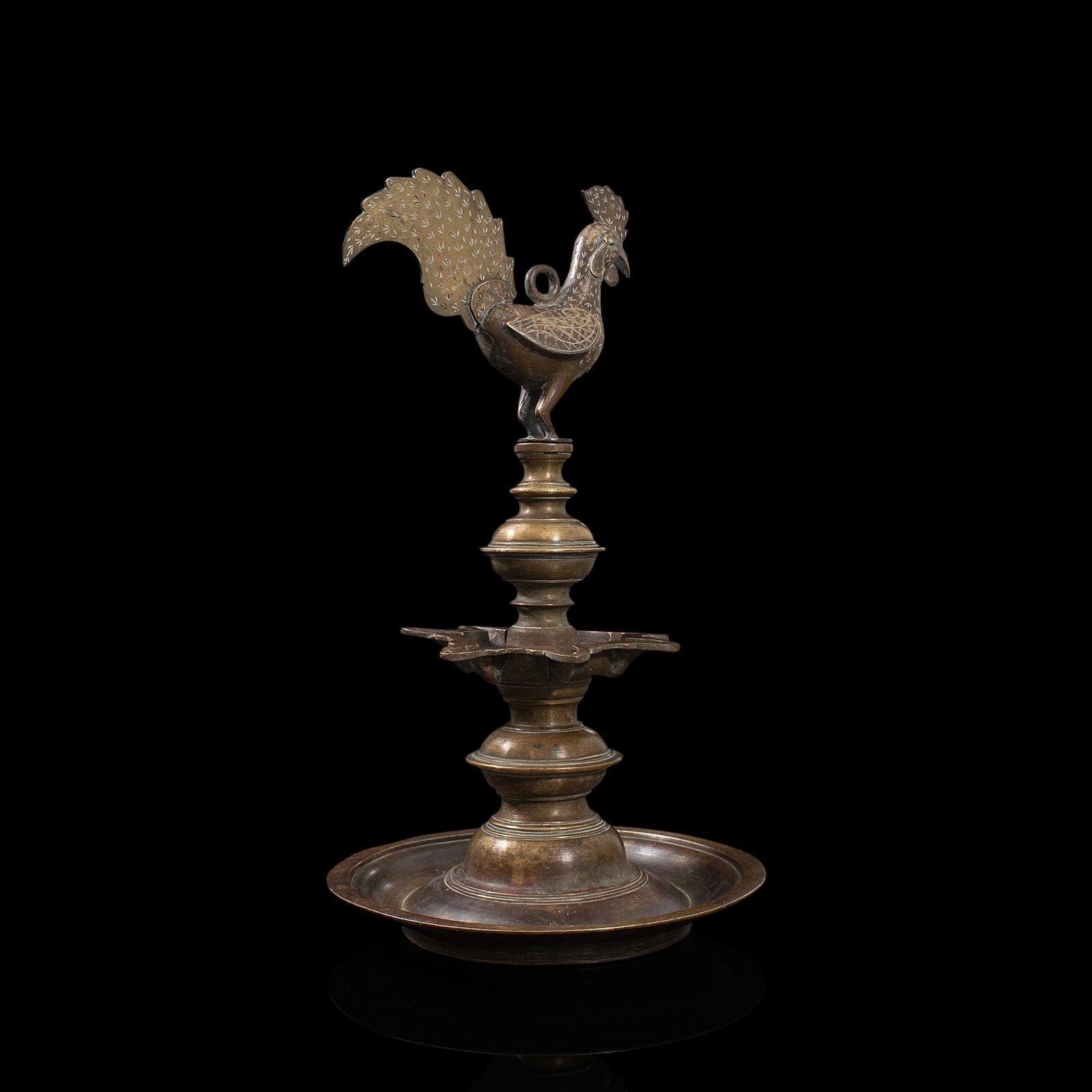 Antique Deccan Oil Lamp, Indian, Bronze, Hamsa, Bird, Late 19th Century, C1900 photo buy