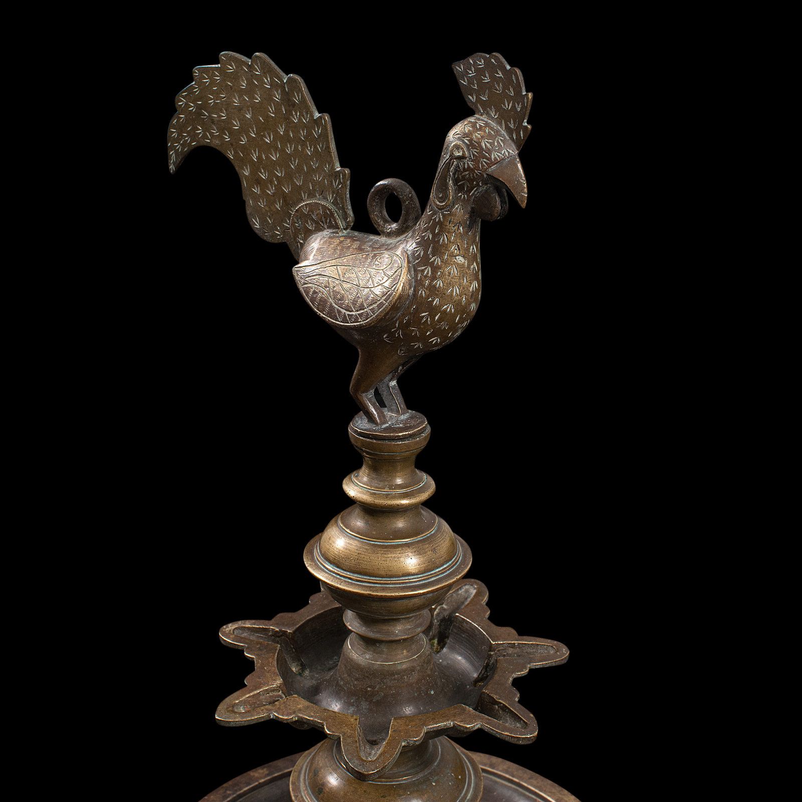 Home Decor Antique Deccan Oil Lamp, Indian, Bronze, Hamsa, Bird, Late 19th Century, C1900 photo