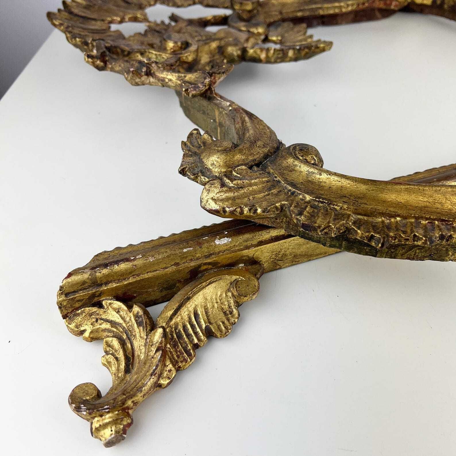 Set Of 2 Antique Gilt Wood Carvings, Architectural Salvage photo vintage