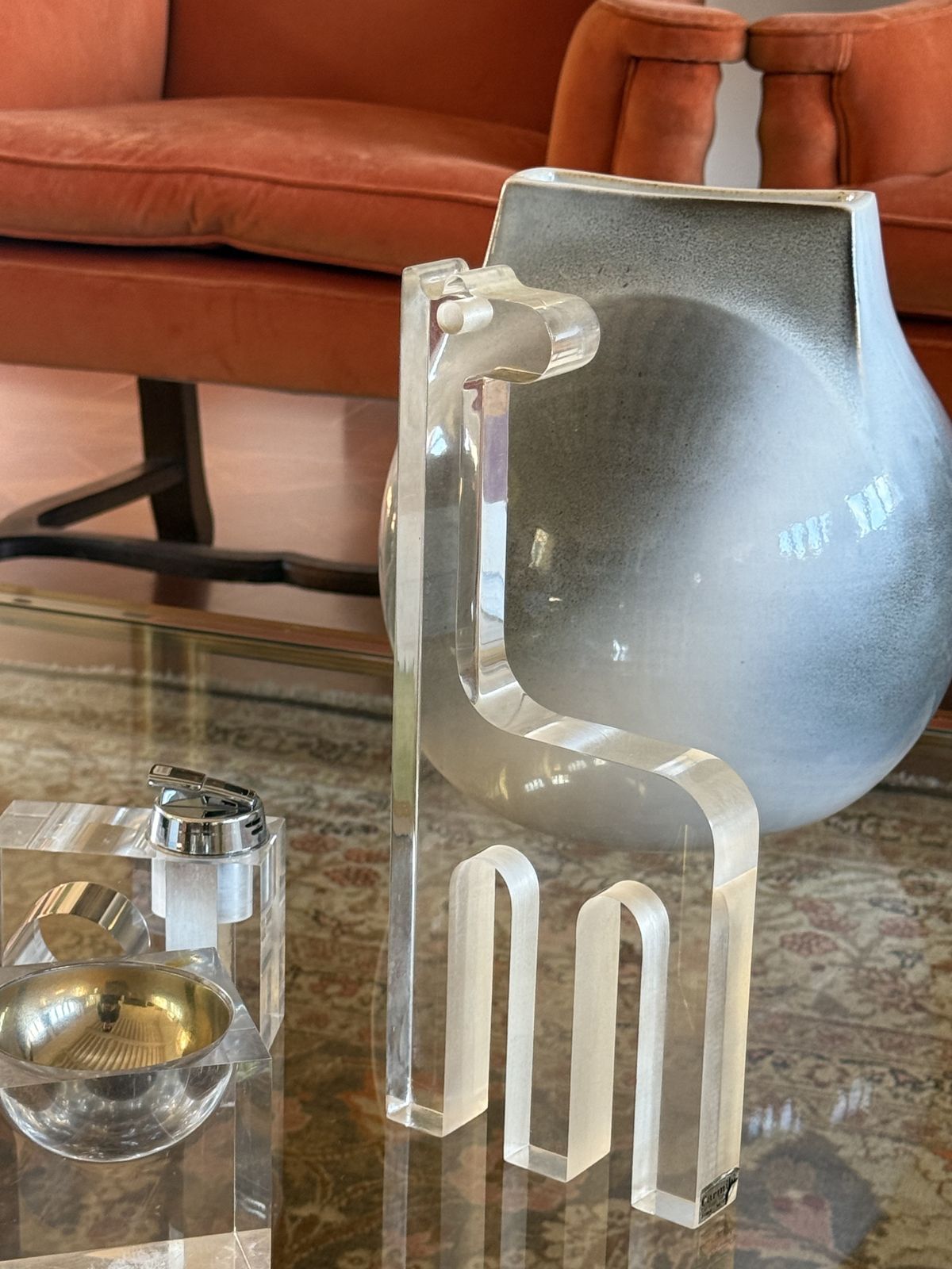 Silvio Russo, Lucite Giraffe Sculpture, Guzzini Italy 1970s photo furniture