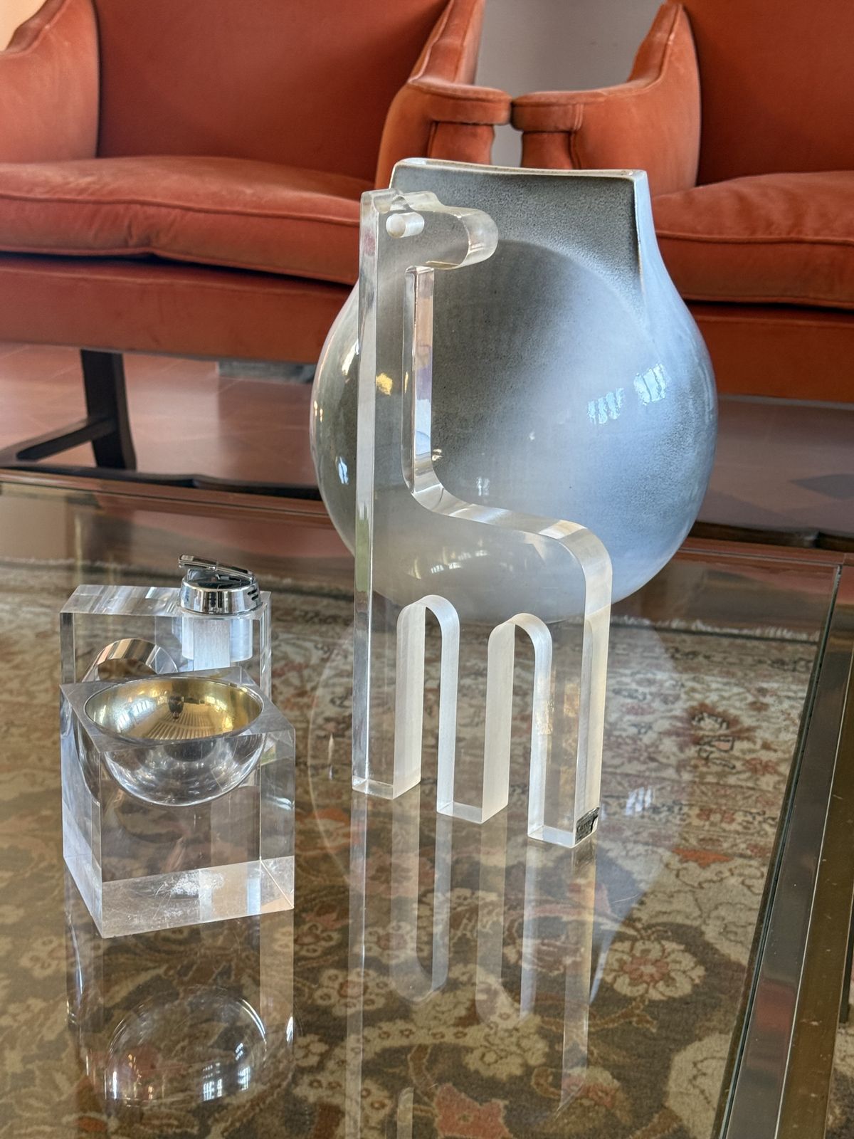 Silvio Russo, Lucite Giraffe Sculpture, Guzzini Italy 1970s photo 350.0