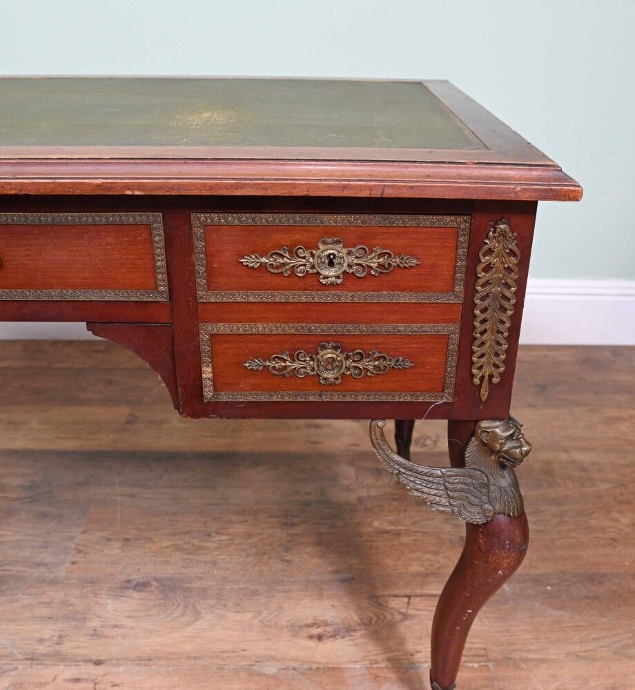 Napoleon III Bureau Plat Desk Mahogany Writing Table 1890 photo vinterior