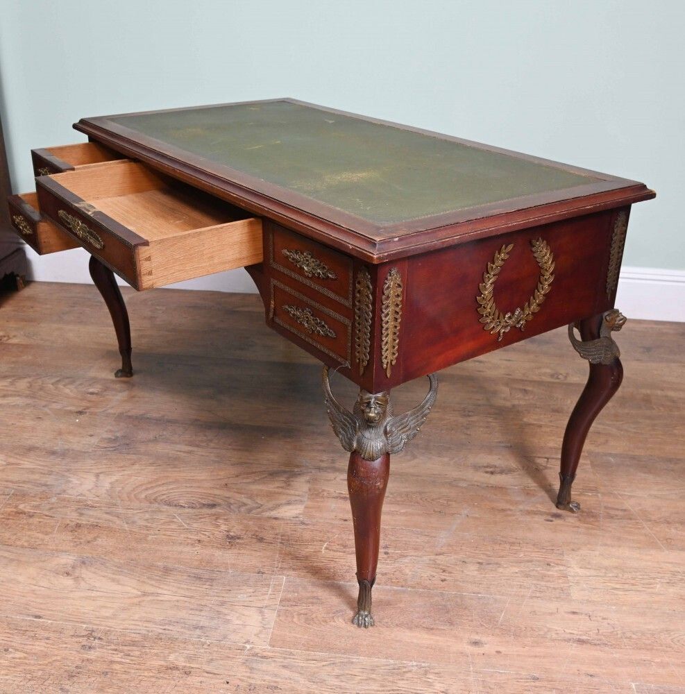 photo for sale Napoleon III Bureau Plat Desk Mahogany Writing Table 1890