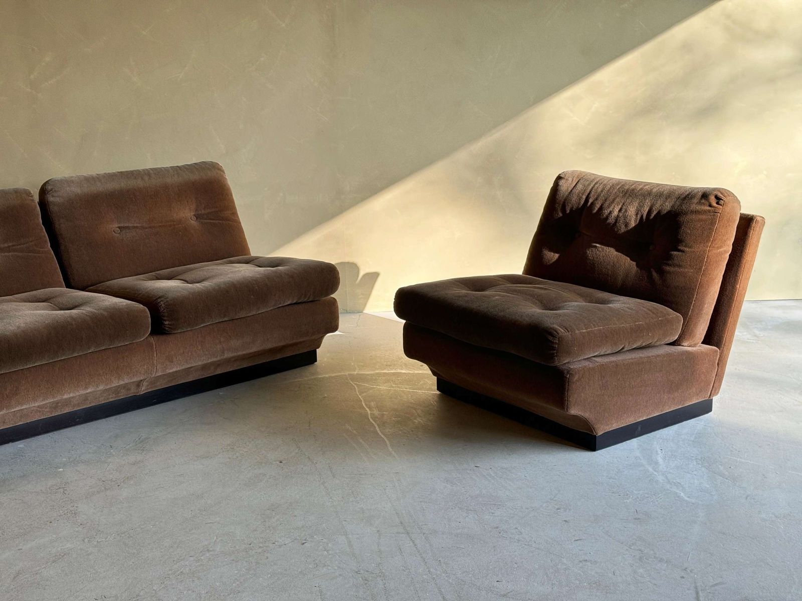 Brown Velvet Sofa Group By Paolo Caliari For Cassina, 1960s photo furniture
