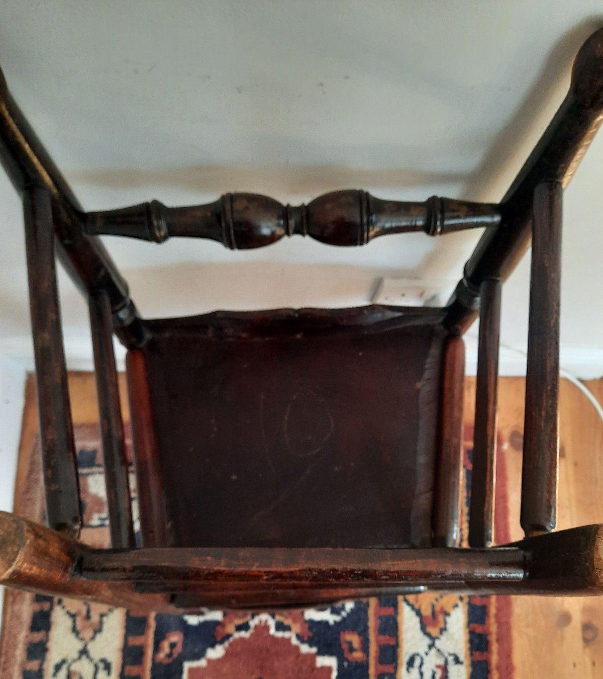 Vintage Antique Oak Dining Or General Use Oak Chair Spindle Backrest photo 75.0