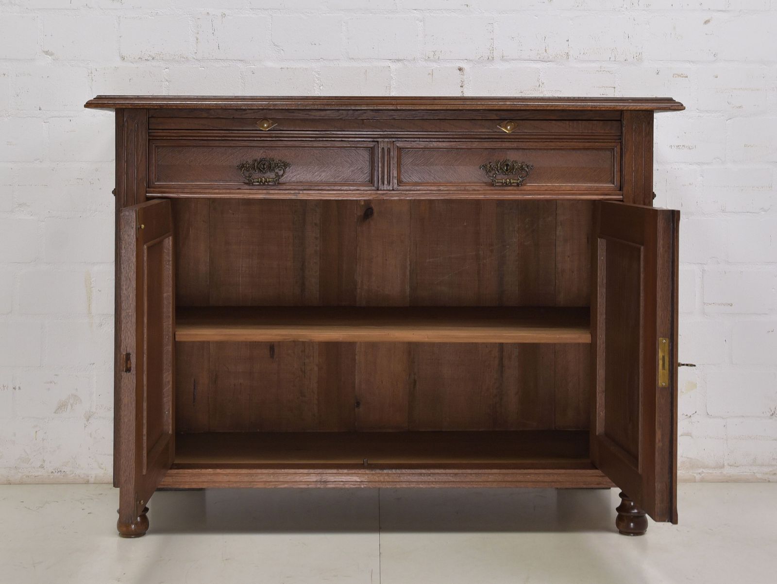 Antique! Chest Of Drawers Restored Solid Oak Wilhelminian Style Cabinet Sideboard photo for sale