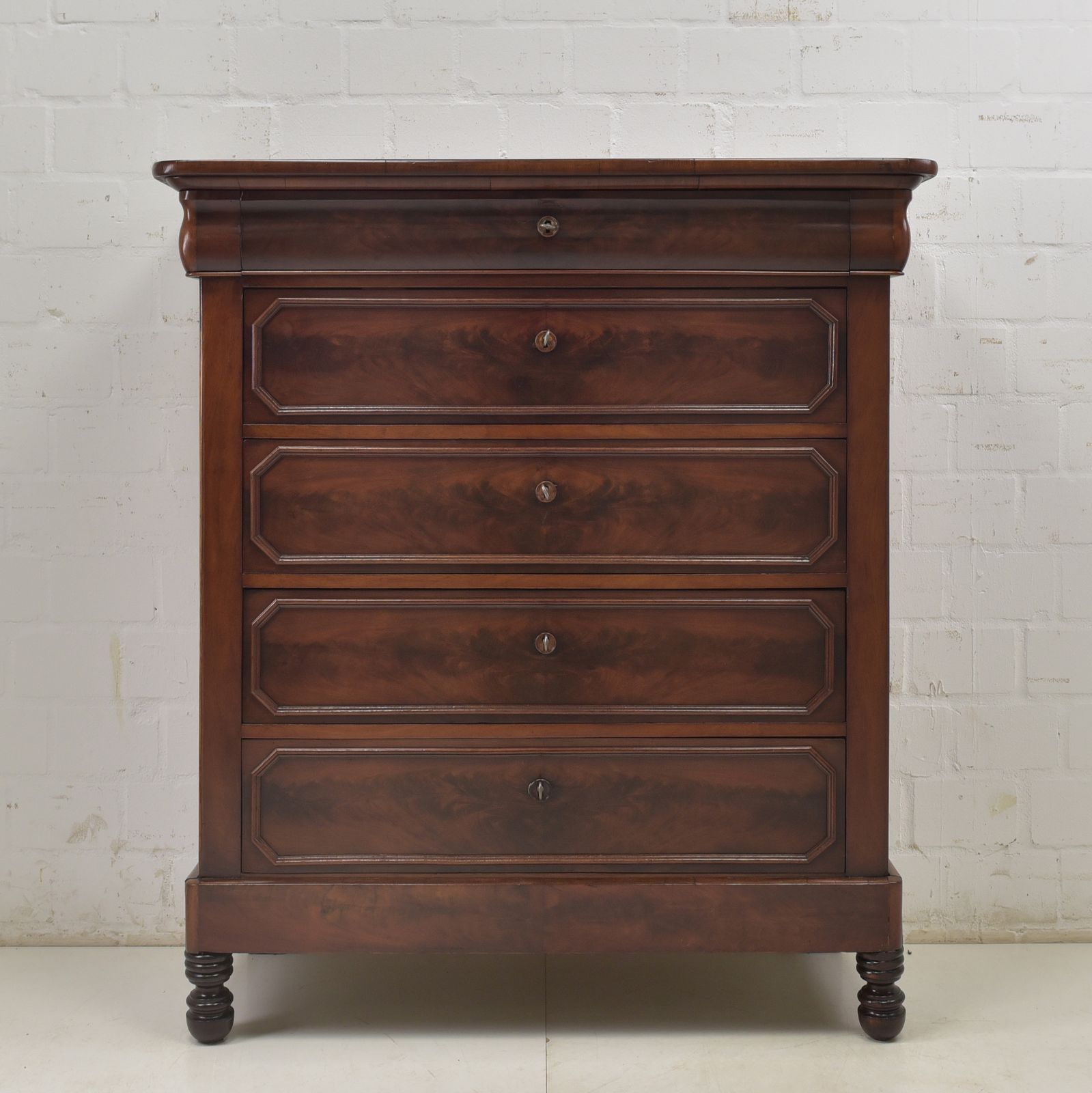 Antique! Chest Of Drawers Restored Mahogany Louis Philippe 1880 Narrow + Tall photo furniture