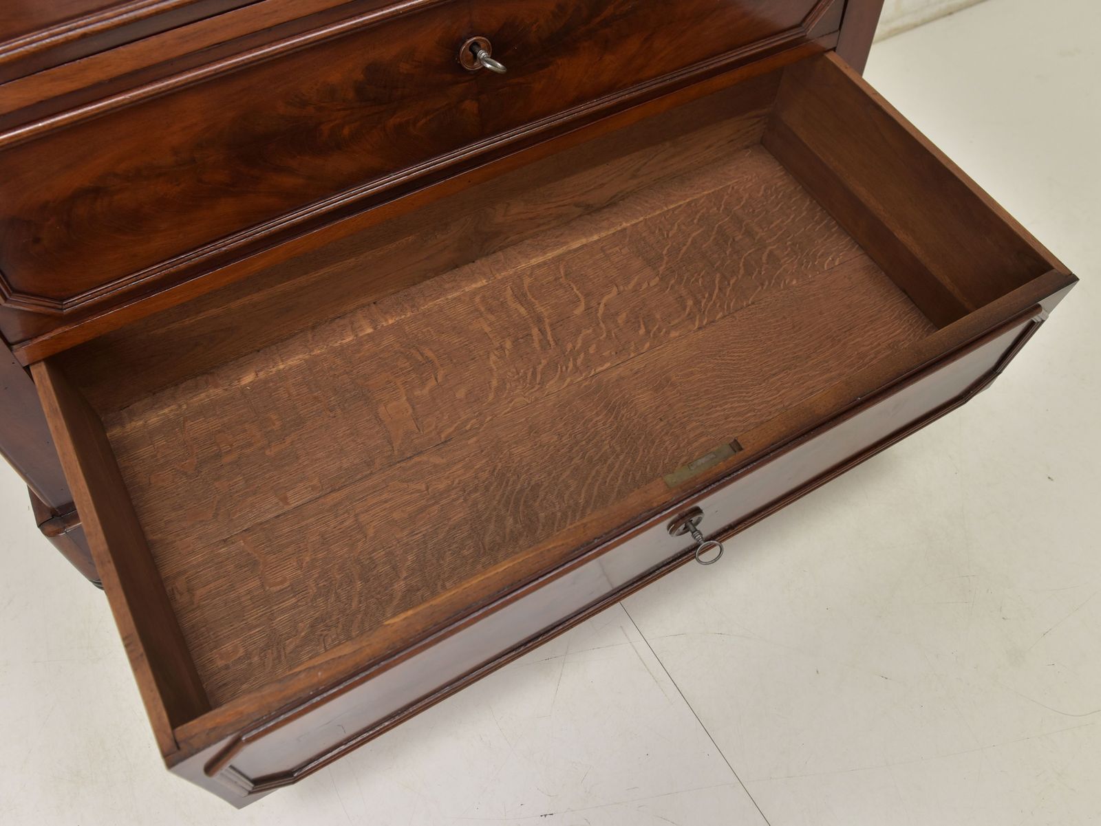 Antique! Chest Of Drawers Restored Mahogany Louis Philippe 1880 Narrow + Tall photo vinterior