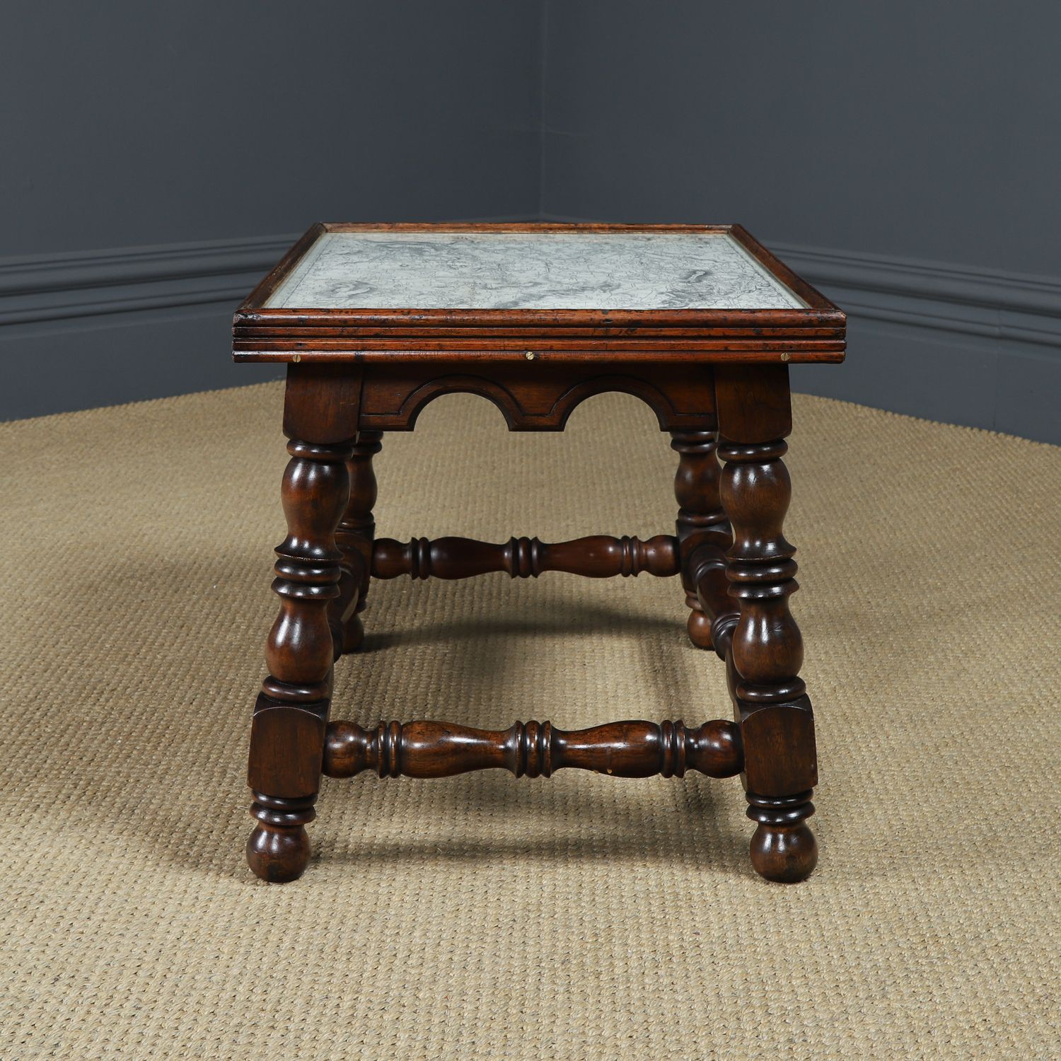 photo vintage French Victorian Rectangular Walnut Small Occasional / Side / Coffee Somerset Map Table (Circa 1890)